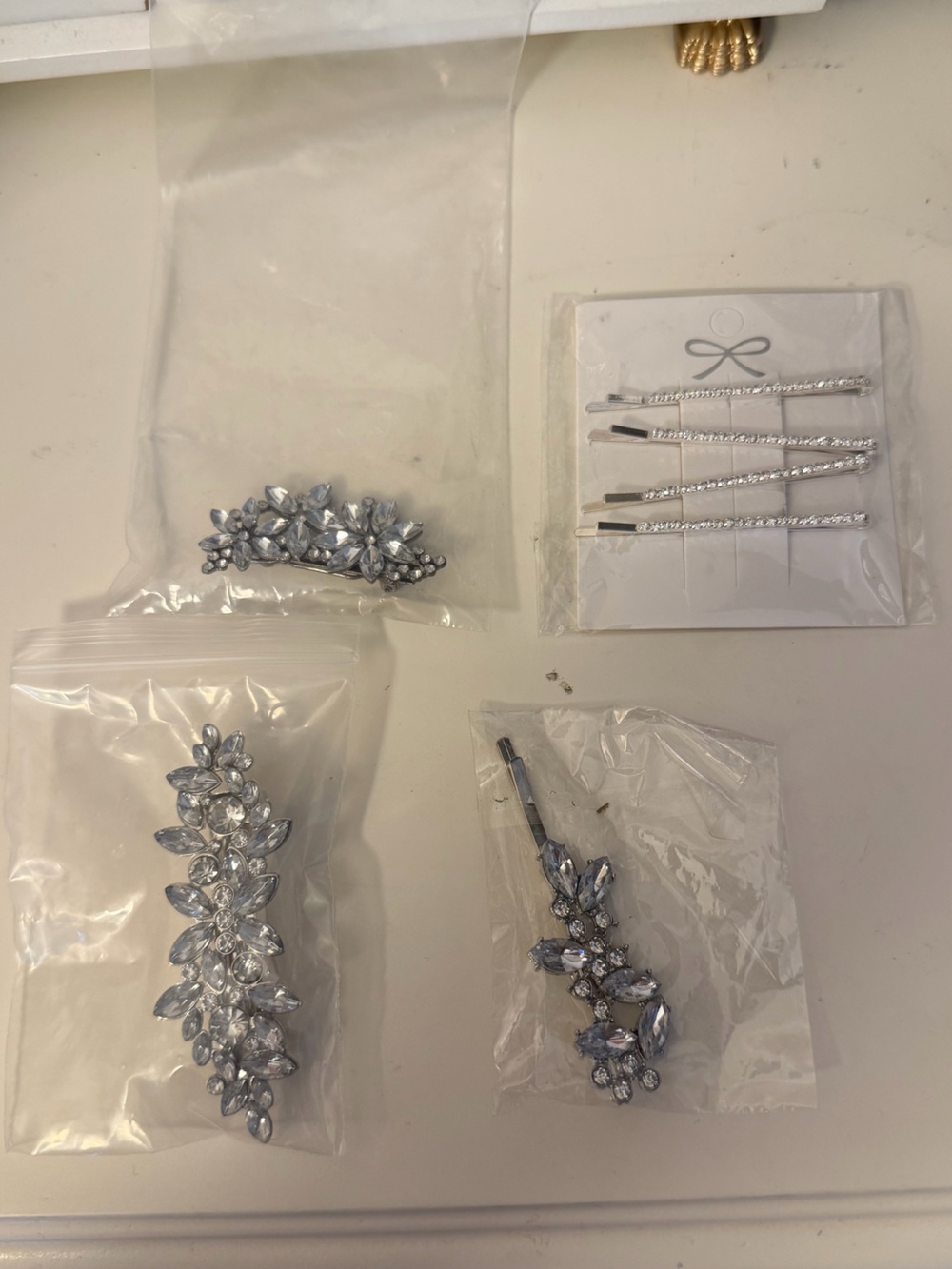 Crystal Floral Hair Pins - Silver Decorative Set